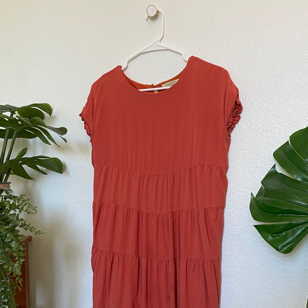 Coral Tier Ruffle Dress